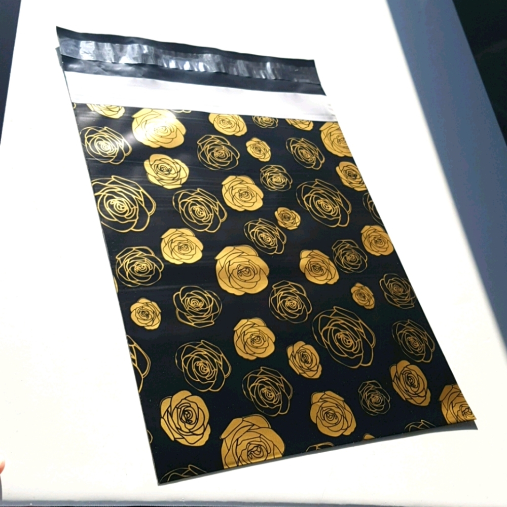25 pcs Gold Roses Poly Mailers 10"x13" inches